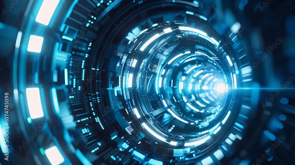 digital technology abstract blue glowing circular tunnel poster background digital technology abstract blue glowing circular tunnel poster background