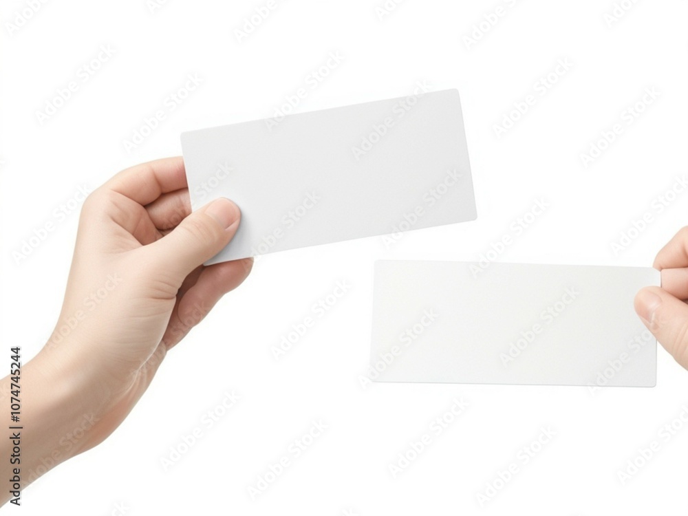 Isolated on a white background a hand holds two blank coupons. Isolated on a white background a hand holds two blank coupons.