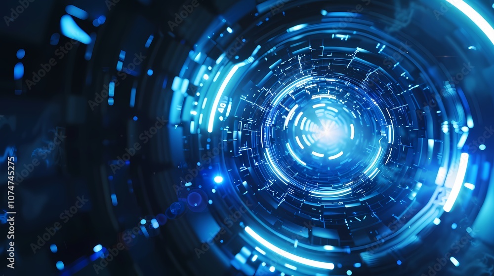 digital technology abstract blue glowing circular tunnel poster background digital technology abstract blue glowing circular tunnel poster background