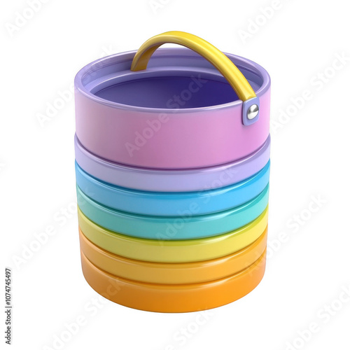 Colorful Stacking Bowls with Metal Handle photo