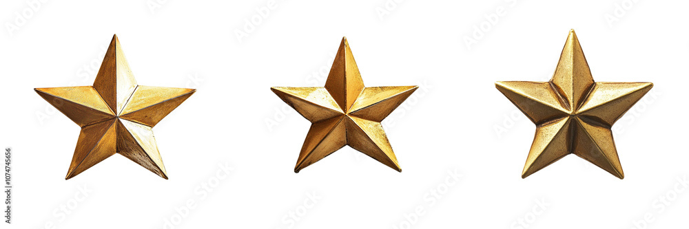 Obraz premium Set of golden star isolated on a transparent background