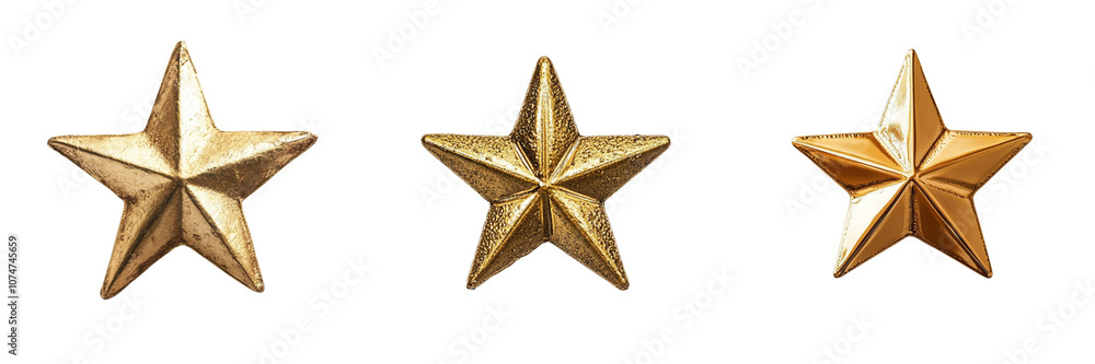 Fototapeta premium Set of golden star isolated on a transparent background