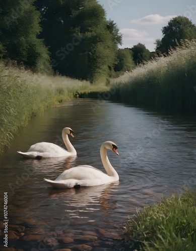 a beautiful lanscape river in the fantastic nature with green