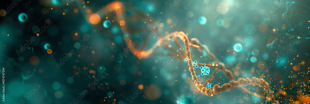 Helix DNA molecules, biotechnology and science banner background Helix DNA molecules, biotechnology and science banner background