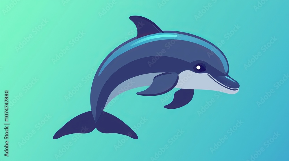 Cute Cartoon Dolphin Illustration - Ocean Animal Art Cute Cartoon Dolphin Illustration - Ocean Animal Art