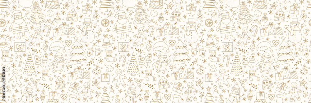 Colourful Christmas pattern with hand drawn decorations. Holiday background design. Vector illustration Colourful Christmas pattern with hand drawn decorations. Holiday background design. Vector illustration