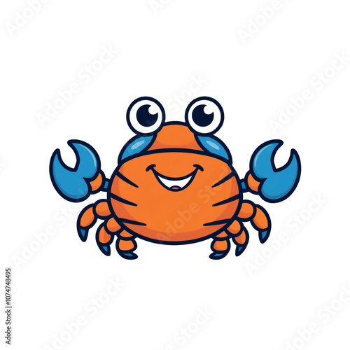 Cartoon Hermit Crab sticker with colorful shell, big eyes, and cheerful expression, generative ai