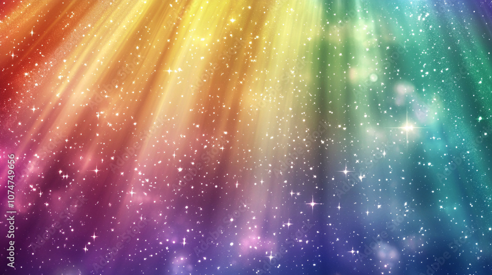 Vibrant rainbow bokeh with sparkling stars, abstract colorful gradient background Vibrant rainbow bokeh with sparkling stars, abstract colorful gradient background