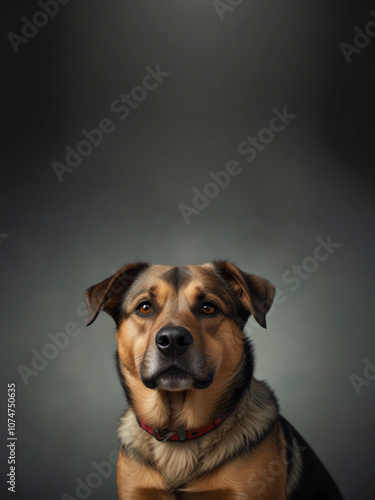 Pet photography featuring a dog sitting in simplicity.