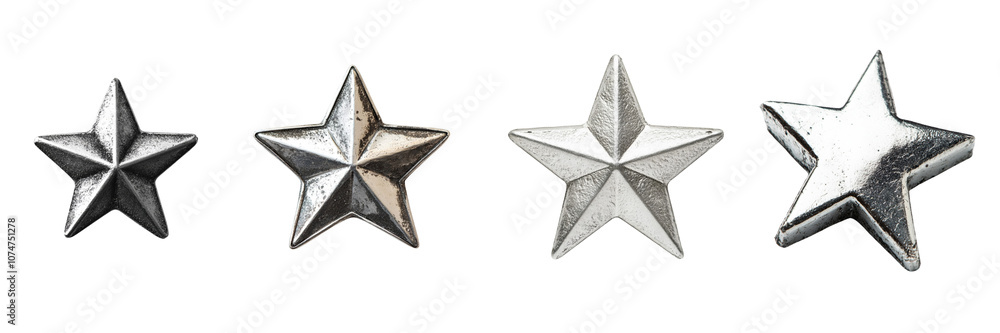 Set of silver star isolated on a transparent background Set of silver star isolated on a transparent background