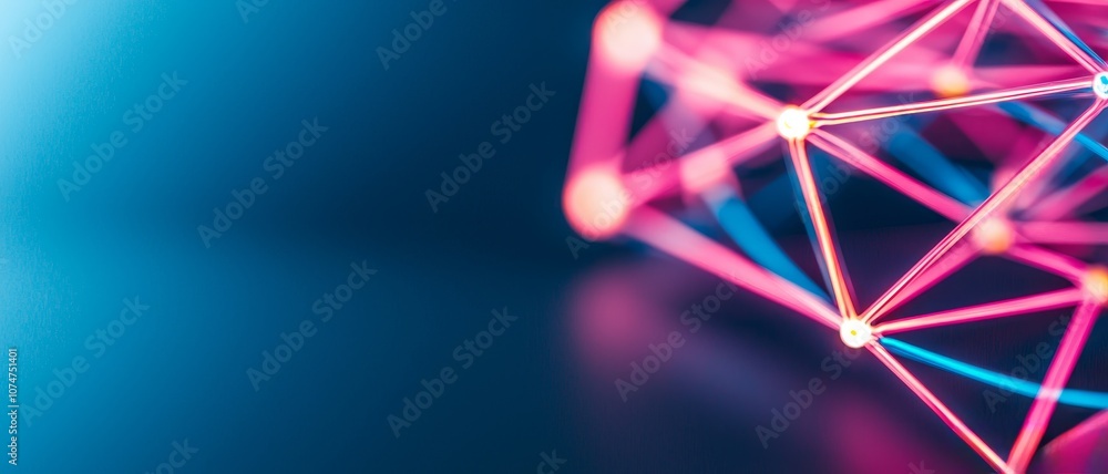 A vibrant network of interconnected lines and nodes, showcasing a blend of pink and blue colors against a dark background. A vibrant network of interconnected lines and nodes, showcasing a blend of pink and blue colors against a dark background.