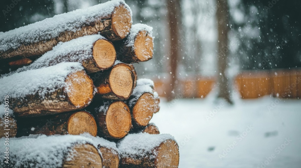 Stack of Firewood Covered in Fresh Snow Stack of Firewood Covered in Fresh Snow