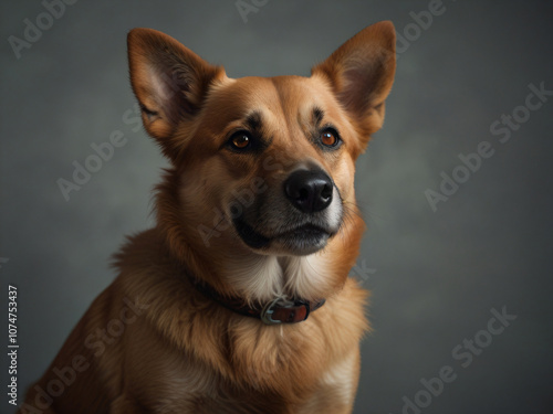 A dog sitting, ideal for minimalist pet photography. 