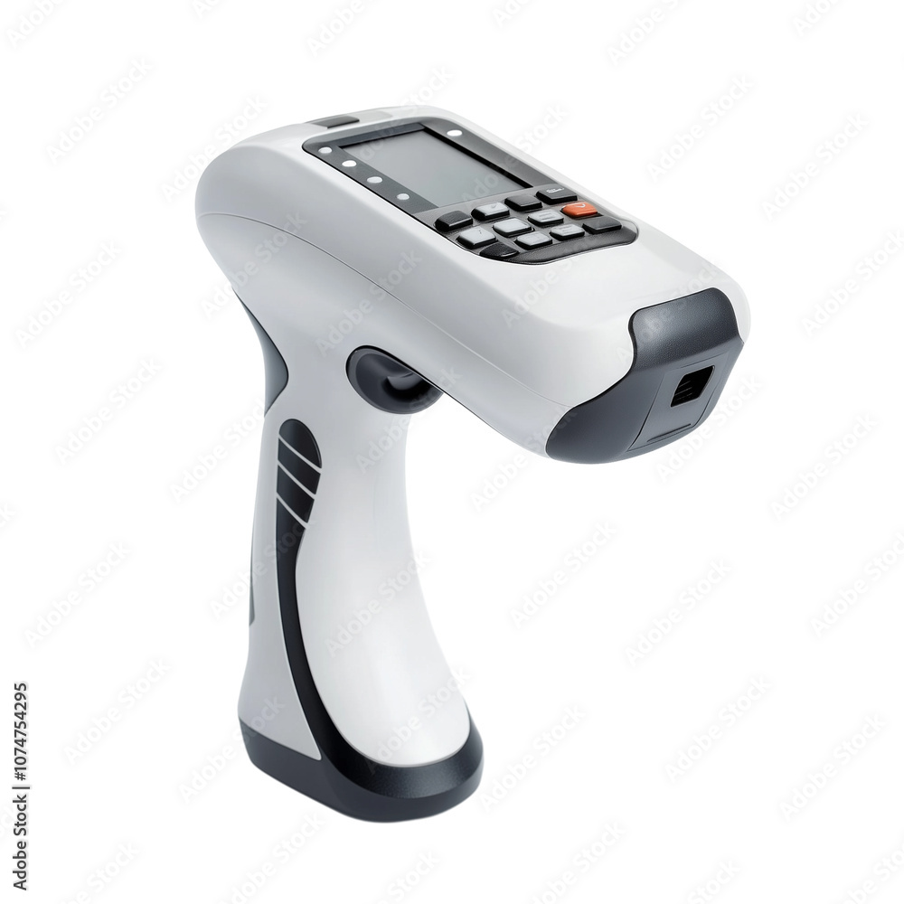 Handheld barcode scanner isolated on transparent background Handheld barcode scanner isolated on transparent background