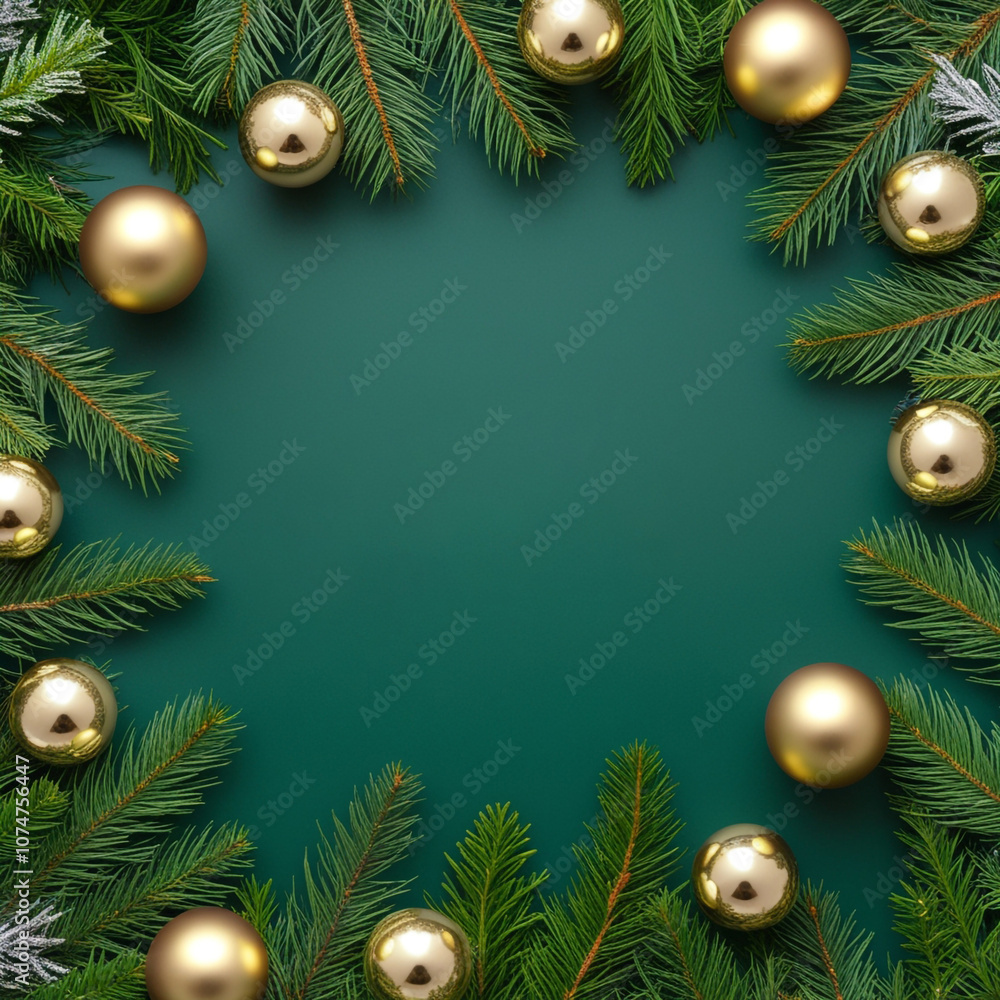 christmas frame with christmas branches and balls christmas frame with christmas branches and balls