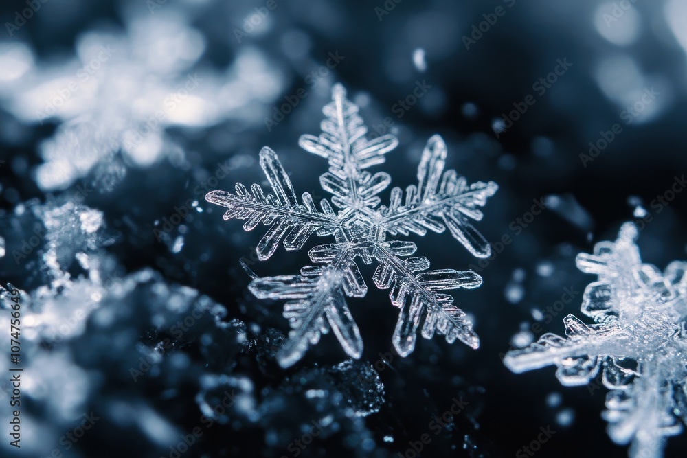 Snowflakes on a dark background photography crystal nature. Snowflakes on a dark background photography crystal nature.