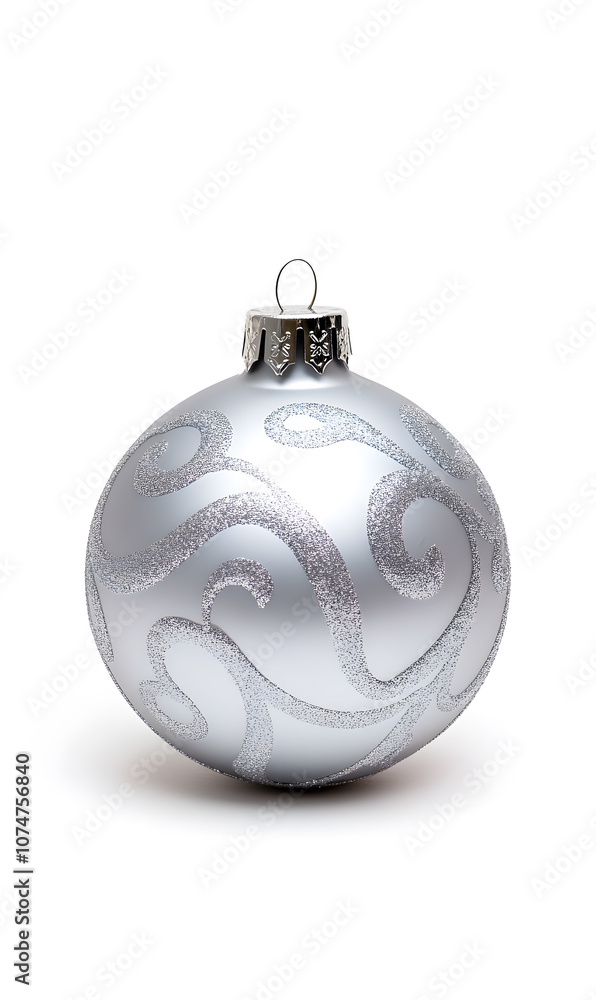Silver Christmas ball isolated on a white background Silver Christmas ball isolated on a white background