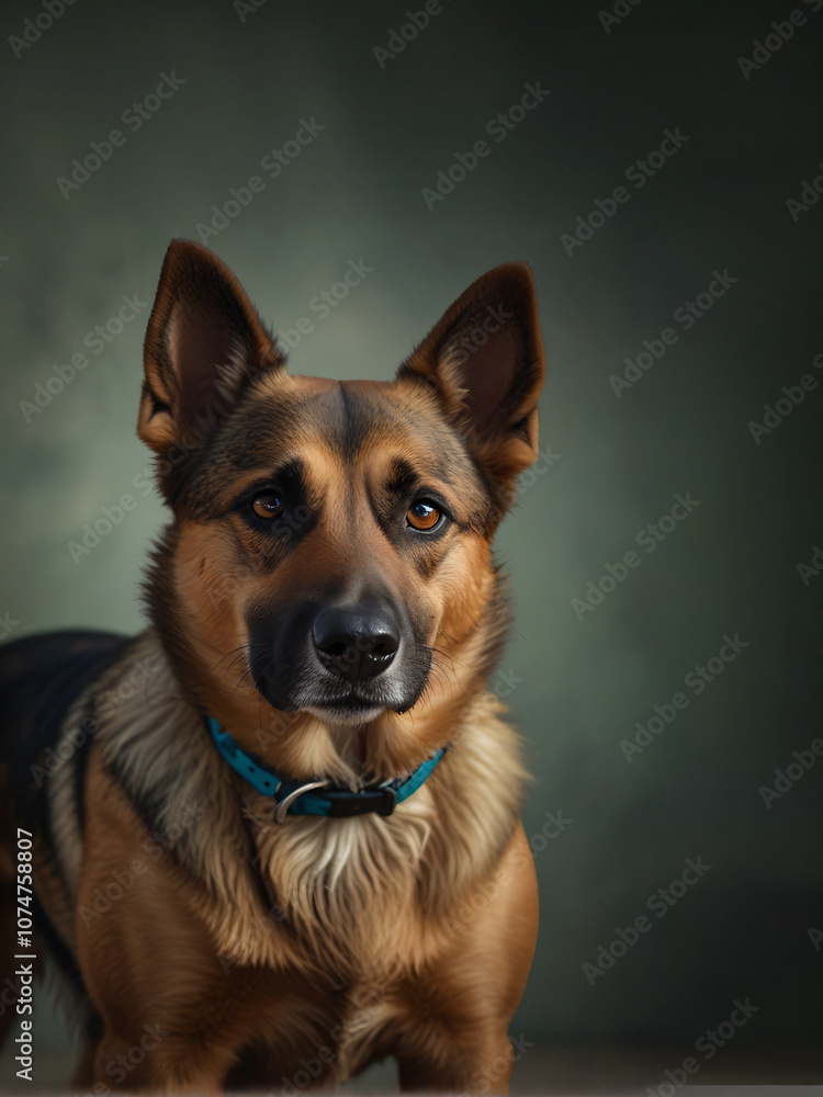 Fototapeta premium Pet photography featuring a dog sitting in simplicity.