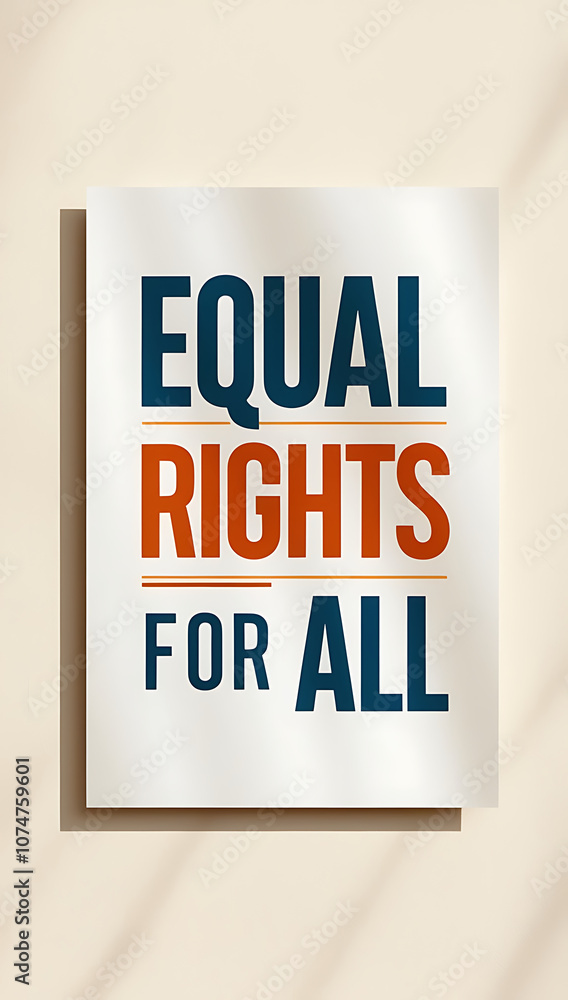 Minimalist poster with “Equal Rights for All” in bold, straightforward typography on a neutral background, promoting equality. Minimalist poster with “Equal Rights for All” in bold, straightforward typography on a neutral background, promoting equality.