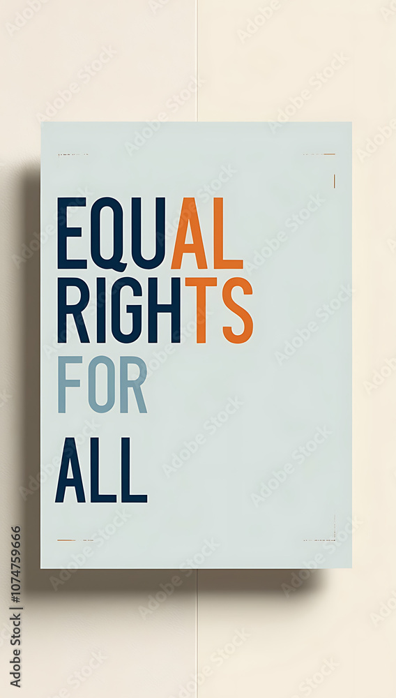 Minimalist poster with “Equal Rights for All” in bold, straightforward typography on a neutral background, promoting equality. Minimalist poster with “Equal Rights for All” in bold, straightforward typography on a neutral background, promoting equality.