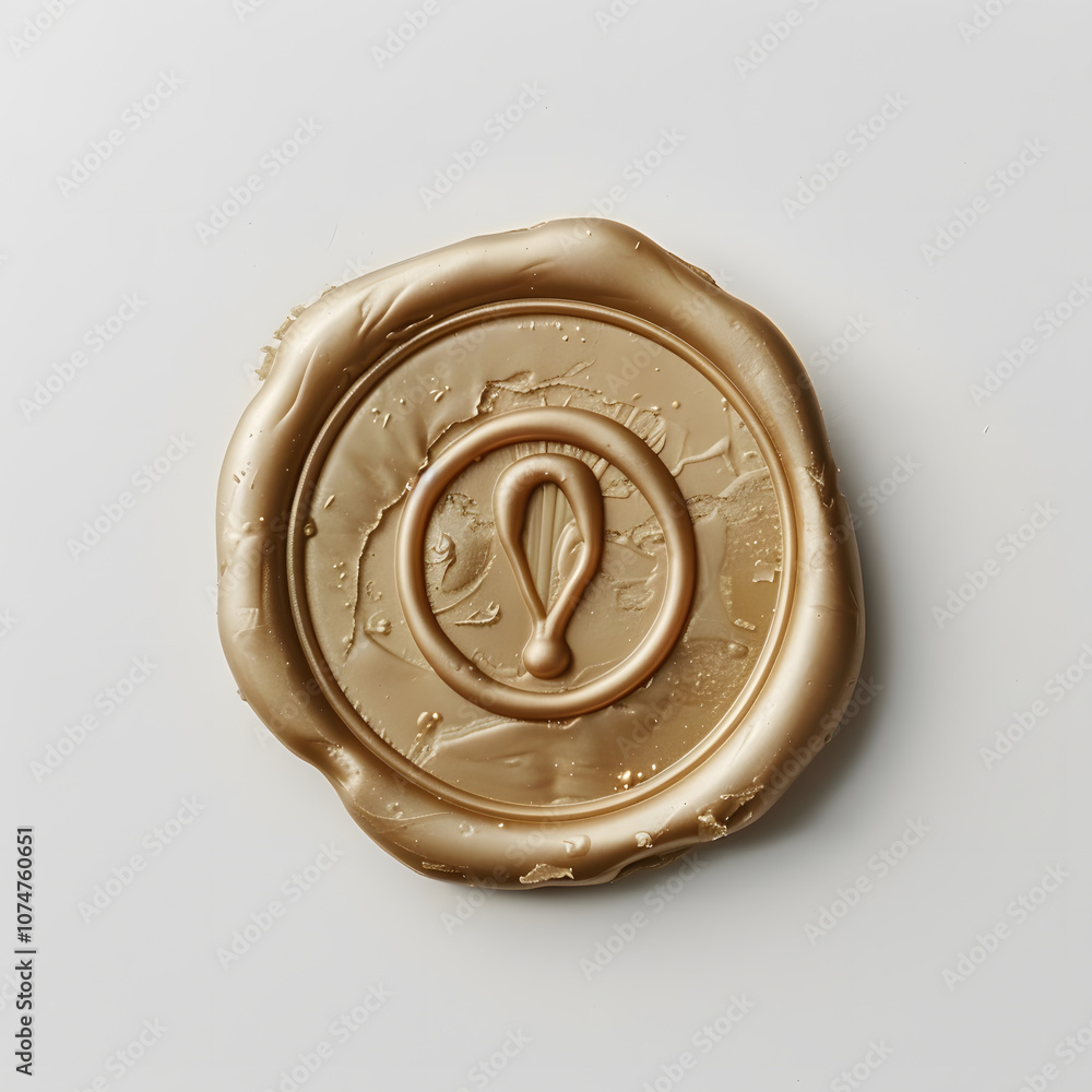 Top view wax seal sticker isolated on white