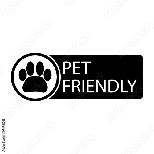 Pet friendly emblem for supermarket cafe or restaurant, service icon, logo design, vector illustration, graphic pet-friendly welcome