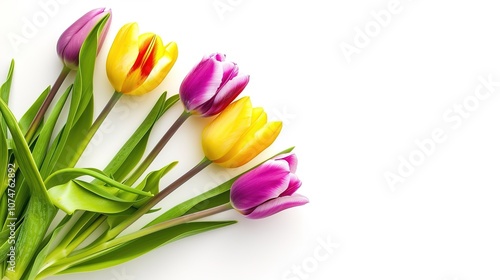 Flower Arrangement or Bouquet of Colorful Spring Flowers Isolated on White Background - a vibrant and delightful visual. The flower arrangement or bouquet of colorful spring flowers isolated on the  photo