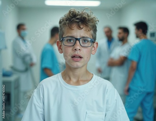 An attentive boy in the hospital.