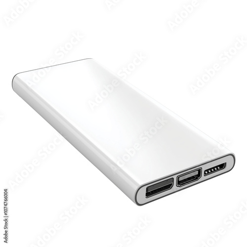 High-capacity white power bank isolated on transparent background