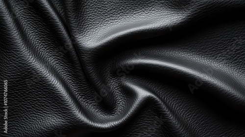 Close up of dark brown leather with a pebbled texture.