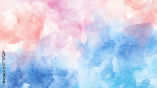 Abstract watercolor background with soft shades of pink, orange, and blue.