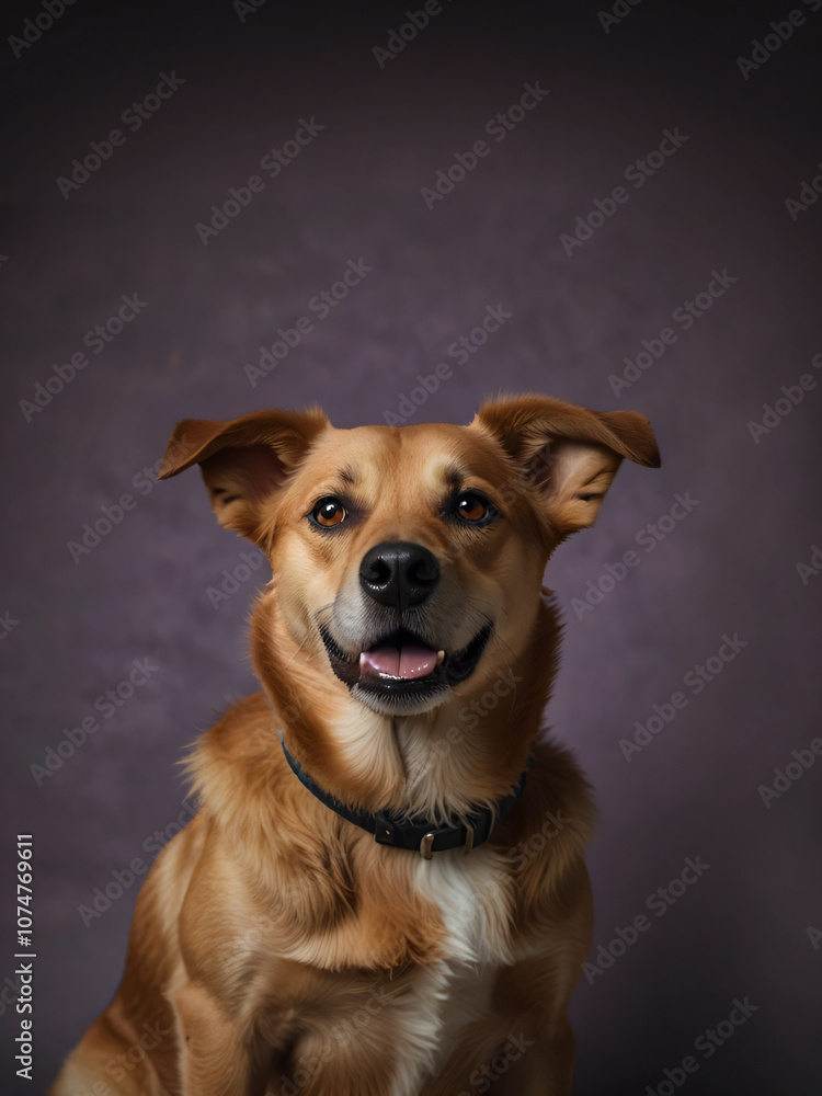 A dog sitting calmly, showcasing pet photography. A dog sitting calmly, showcasing pet photography.