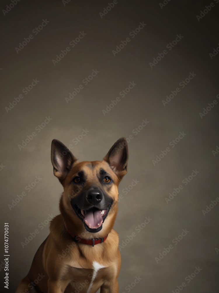 Obraz premium Pet photography of a dog sitting on a plain background.