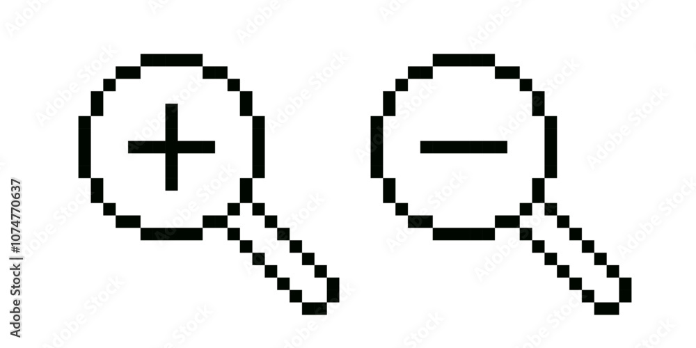 Magnifying glass icon. Magnifying glass cursor pixel Magnifying glass icon. Magnifying glass cursor pixel