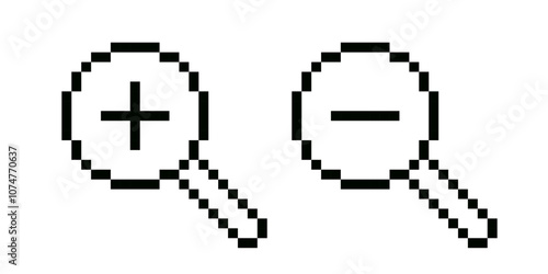 Magnifying glass icon. Magnifying glass cursor pixel