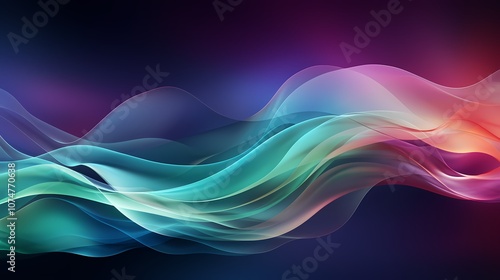 digital technology abstract blue green purple gradient curve poster background