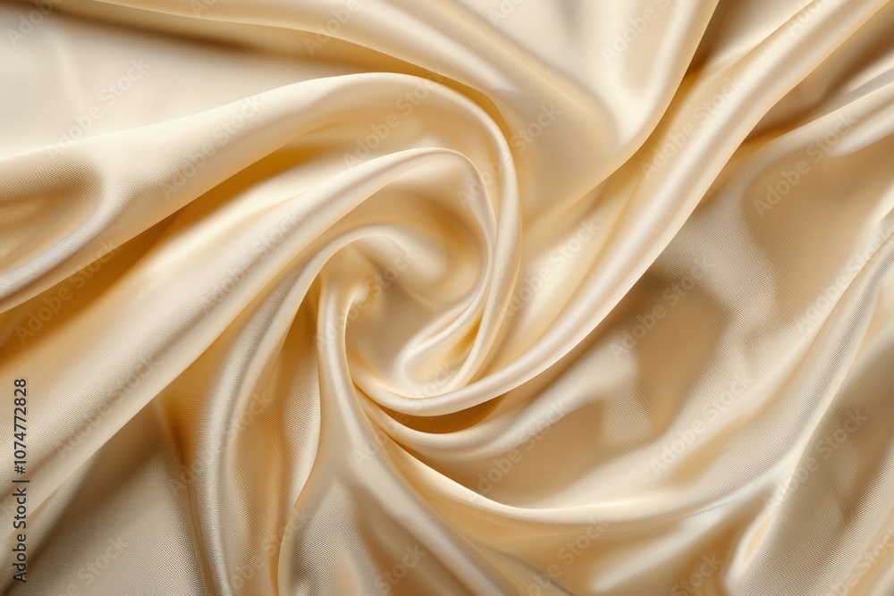 Fototapeta premium Smooth, Flowing Drapes of Creamy-Colored Satin Fabric