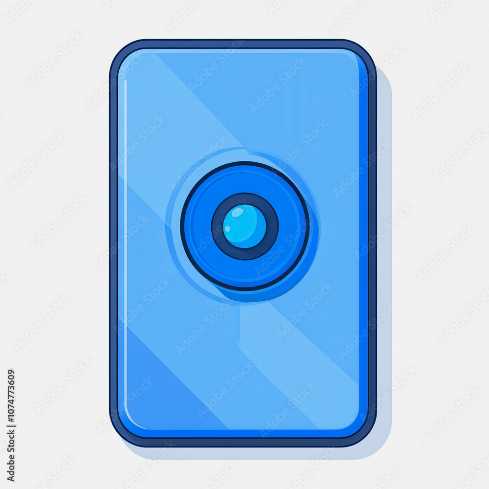 This image features a simple flat icon of a Bluetooth tracker in blue on a white background. Ideal for digital design, app interfaces, or technology-related themes. This image features a simple flat icon of a Bluetooth tracker in blue on a white background. Ideal for digital design, app interfaces, or technology-related themes.