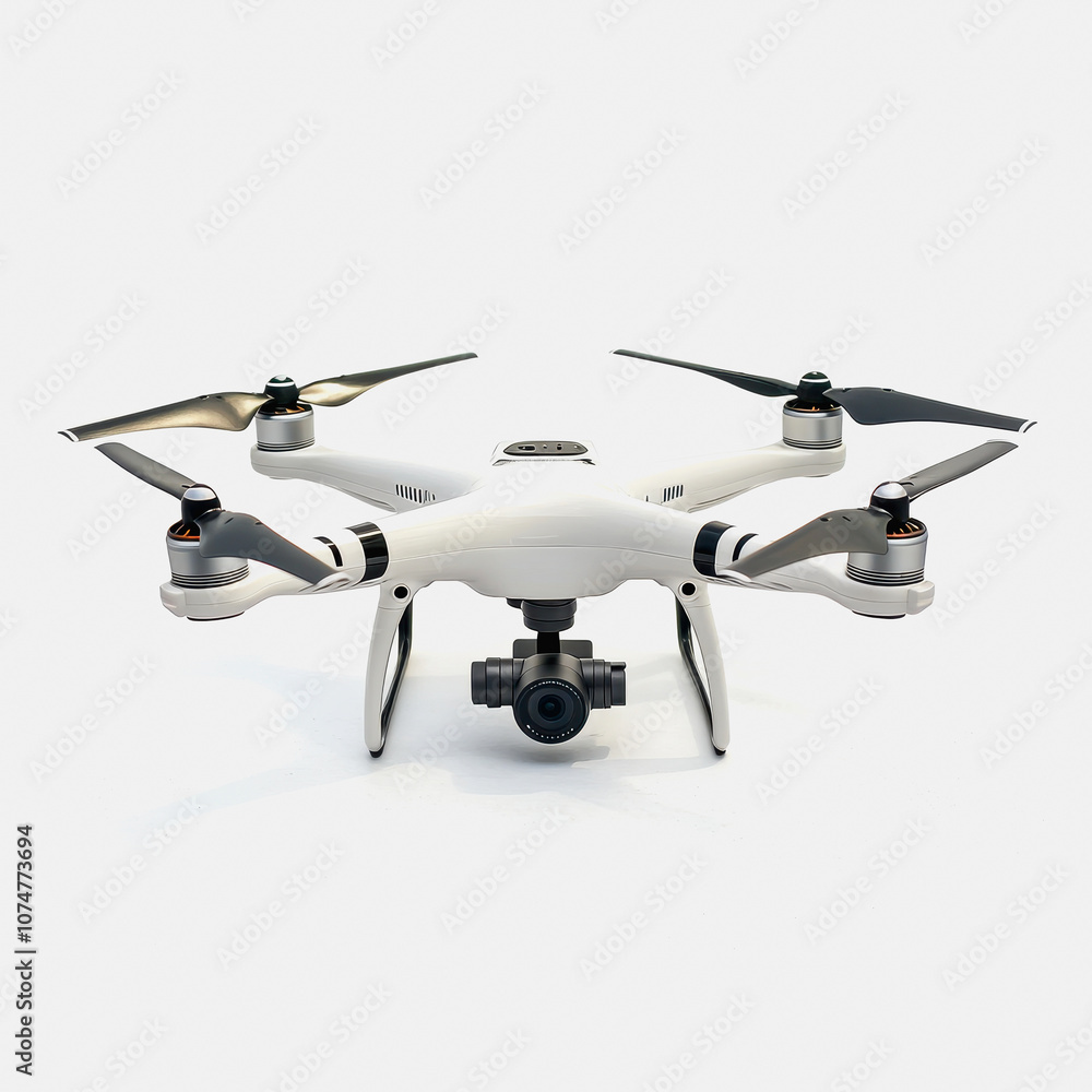 A sleek white drone featuring a camera, set against a minimalistic background. Ideal for showcasing technology, hobbyism, and aerial photography. A sleek white drone featuring a camera, set against a minimalistic background. Ideal for showcasing technology, hobbyism, and aerial photography.