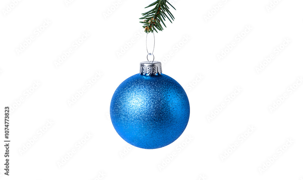 Shiny Blue Christmas ball isolated on a white background Shiny Blue Christmas ball isolated on a white background