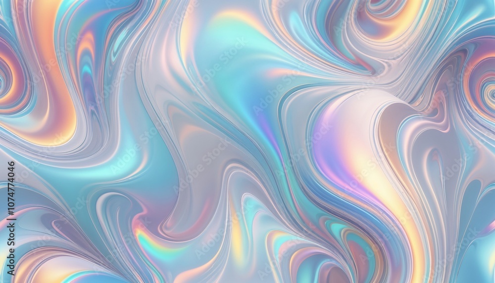 Iridescent abstract swirl pattern in pastel rainbow tones Iridescent abstract swirl pattern in pastel rainbow tones
