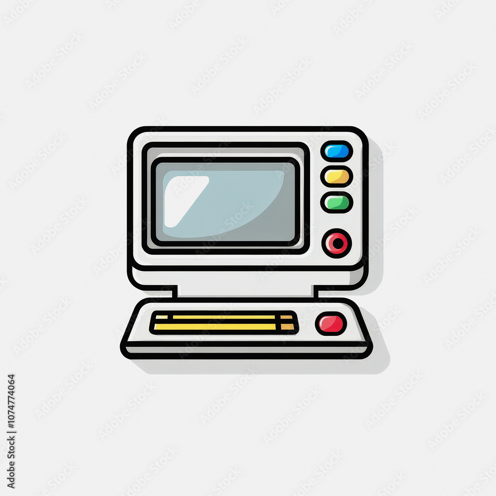 A minimalist flat icon depicting a simple desktop computer with a monitor and keyboard, designed on a clean white background for easy use in digital projects. A minimalist flat icon depicting a simple desktop computer with a monitor and keyboard, designed on a clean white background for easy use in digital projects.