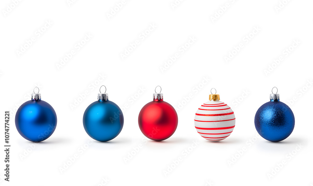 Shiny Christmas balls collection isolated on a white background Shiny Christmas balls collection isolated on a white background