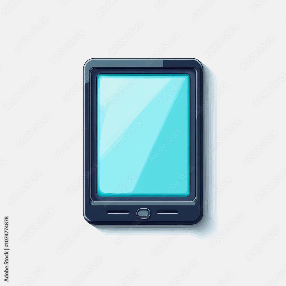 A simple flat icon of a tablet in blue and black colors on a clean white background. Perfect for tech-related designs and visual communication needs. A simple flat icon of a tablet in blue and black colors on a clean white background. Perfect for tech-related designs and visual communication needs.