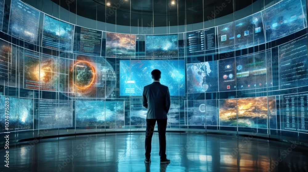 Man Looking at Data on a Screen Man Looking at Data on a Screen