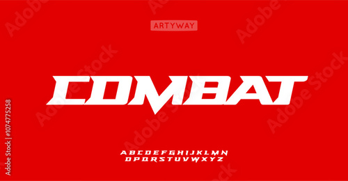 Combat alphabet, bold italic sharp letters, powerful font for dynamic logo, striking headline, sport and automotive branding, speed race titles. Vector typeset.