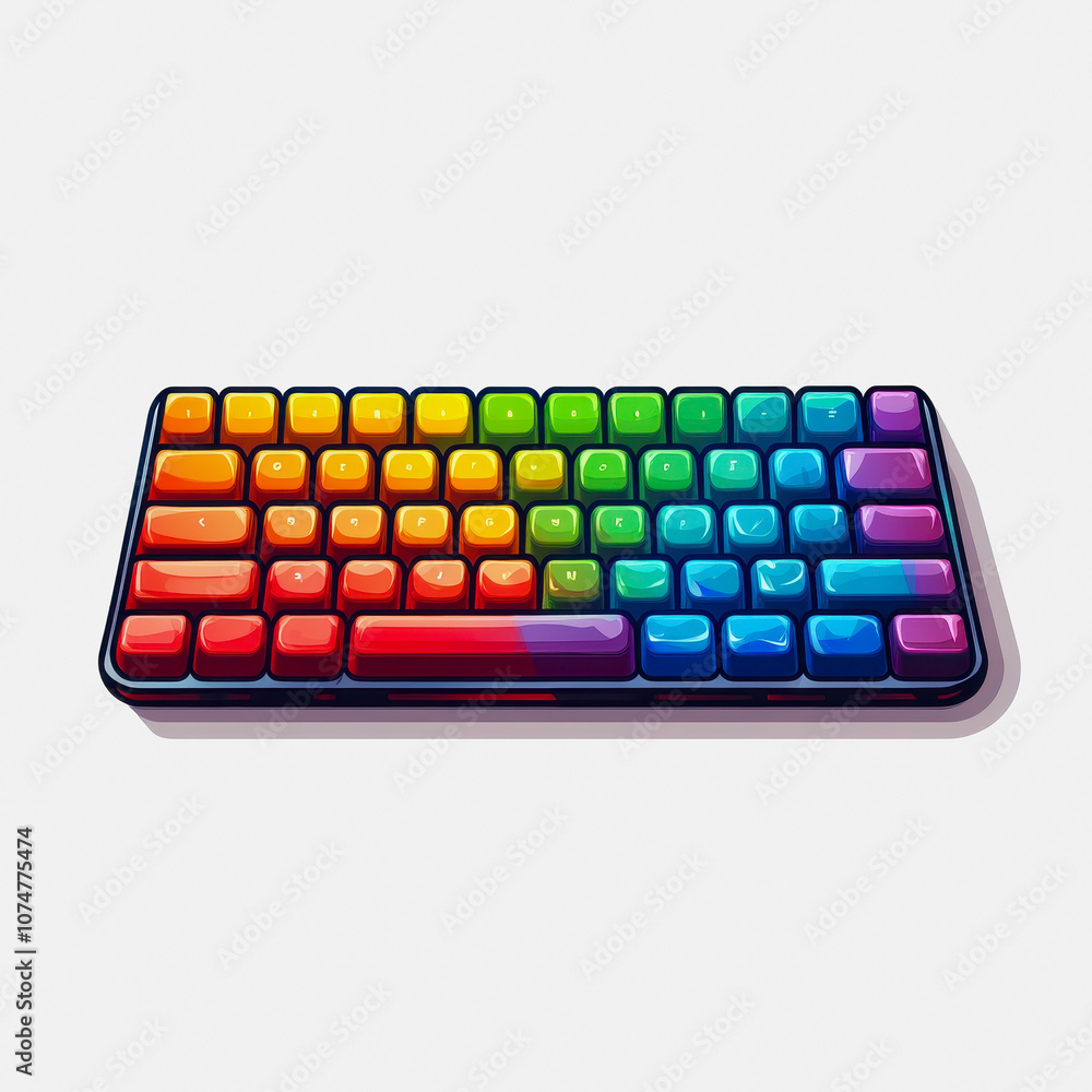 A vibrant and playful gaming keyboard icon set against a clean white background. Perfect for conveying modern technology and creativity in digital design. A vibrant and playful gaming keyboard icon set against a clean white background. Perfect for conveying modern technology and creativity in digital design.