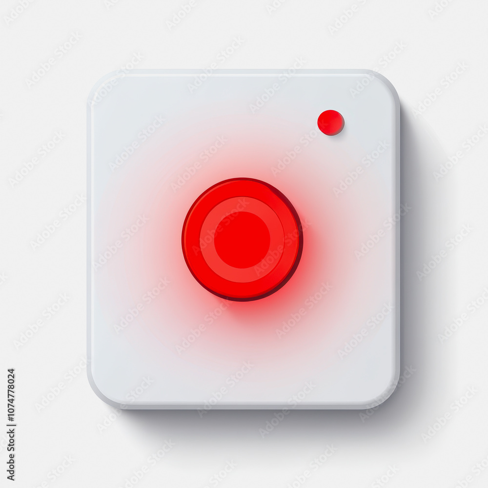 This image features a flat design of a red security alarm icon on a clean white background. Perfect for illustrating safety concepts and technology themes. This image features a flat design of a red security alarm icon on a clean white background. Perfect for illustrating safety concepts and technology themes.