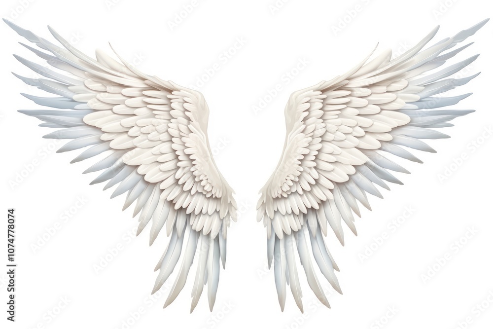 Fototapeta premium Angel wings white bird white background.