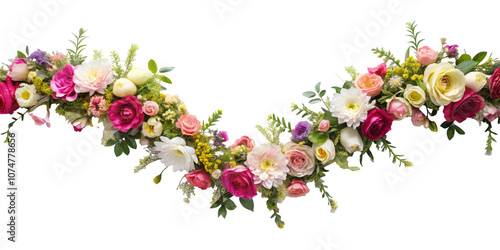 garland of flowers, transparent background
